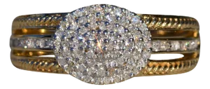 Ladies 14K Yellow Gold Ring Pave set with Diamonds