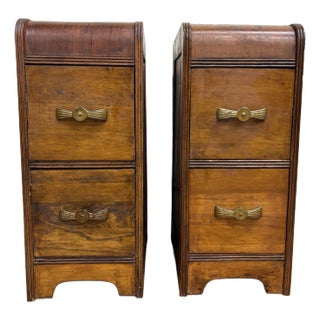 Vintage Art Deco Waterfall Nightstands Bedside Tables End Tables - Pair For Sale