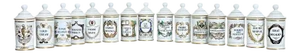 French Vintage Set of Fifteen Porcelain Limoges Pharmacy Jars