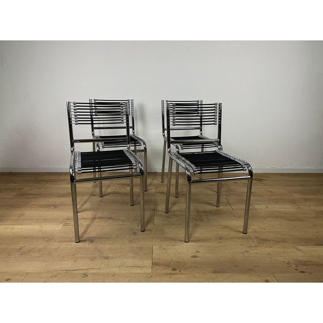 Vintage Sandows 101 Steel Chairs by René Herbst for Pallucco, 1980s, Set of 4 For Sale - Image 9 of 9