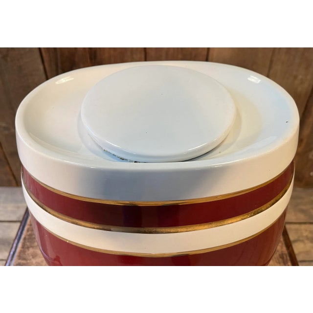 Brick Red Vintage Mendoza Sherry Porcelain Cask For Sale - Image 8 of 12