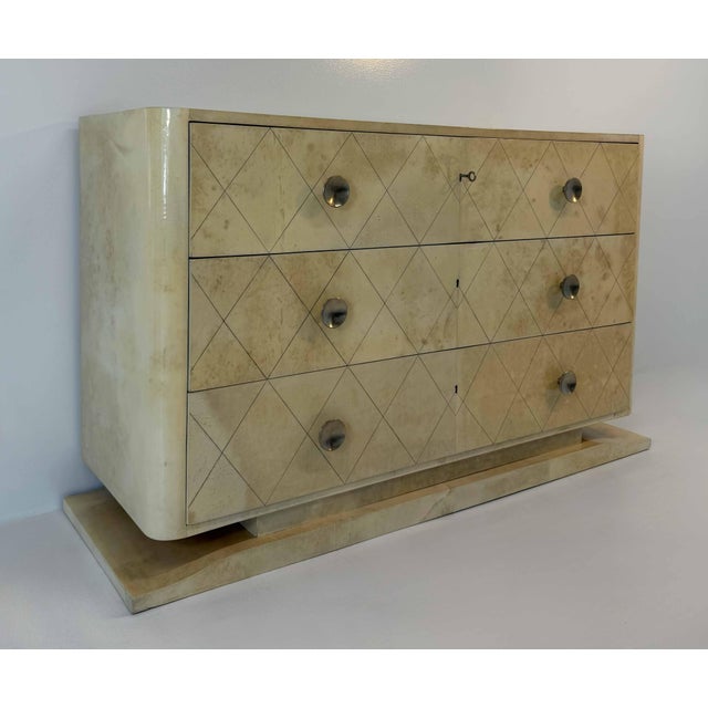 Belgian Art Deco Engraved Parchment Chest of Drawers, Late 1940s For Sale - Image 4 of 16