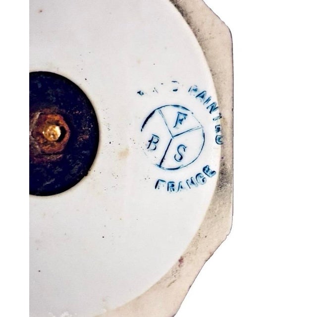 1880s Ferdinand Bing & Co. Hand Decorated French Porcelain Tazzas ~ a Pair For Sale - Image 9 of 10
