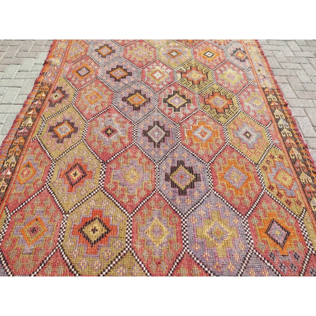 Mid-Century Modern Vintage Turkish Handmade Kilim Boho Area Rugs For Sale - Image 3 of 11