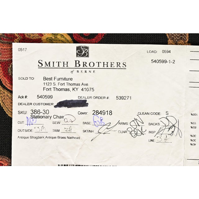 Smith Brothers of Berne Contemporary Lounge Chair and Ottoman in Paisley Upholstery For Sale - Image 10 of 16