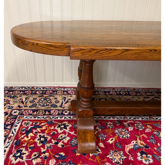 Antique French Country Dining Table Farmhouse Double Baluster Honey Oak 1930s For Sale - Image 18 of 18