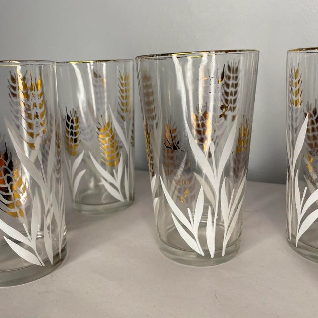 Vintage Golden Wheat Glass Tumblers- Set of 8 For Sale - Image 10 of 12