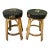 Pair of Vintage Rattan Counter Stools With Embroidered Aviary Seats For Sale