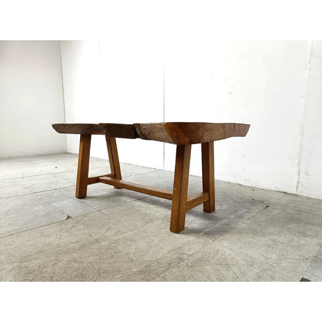 Wood Vintage Brutalist Wooden Coffee Table, 1960s For Sale - Image 7 of 12