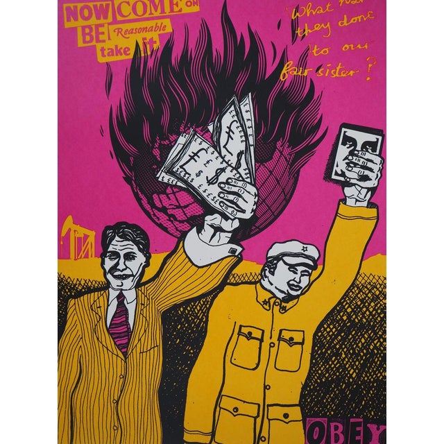 Shepard Fairey aka Obey Giant (1970) x Jamie Reid Be Reasonable Original color lithograph Signed and dated 2016 in pencil...