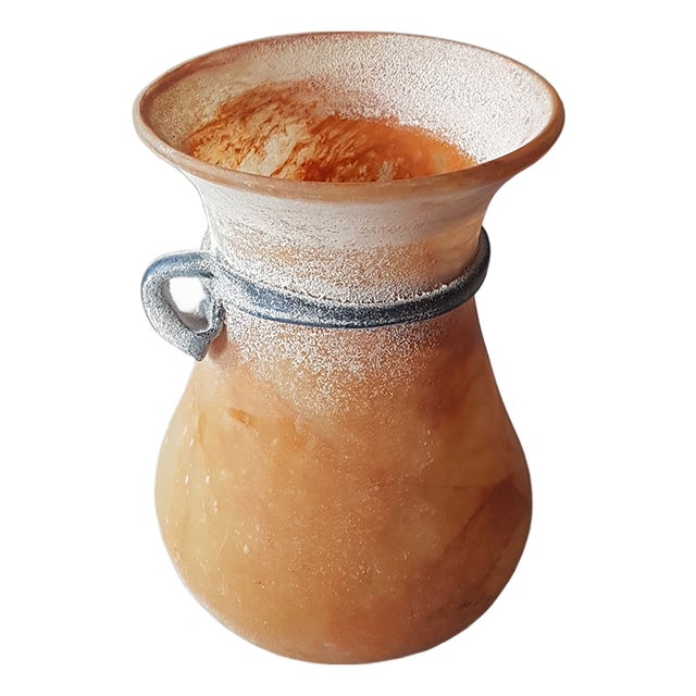 Mid-Century Modern Italian Murano Scavo Art Glass Vase For Sale