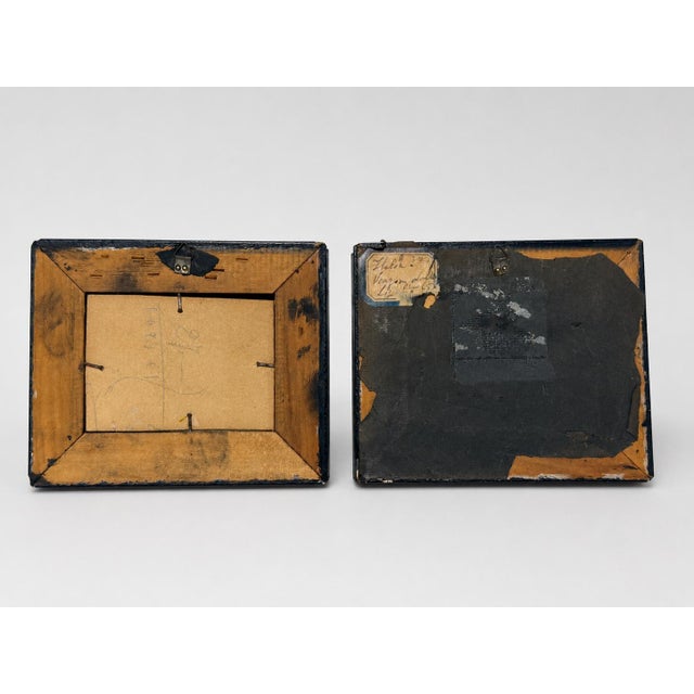 Wood Pair of Venetian Grand Tour Miniature Marine Views in Ebonized Frames For Sale - Image 7 of 8