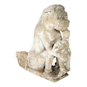 Indian Stone Vyala and Figure Architectural Bracket