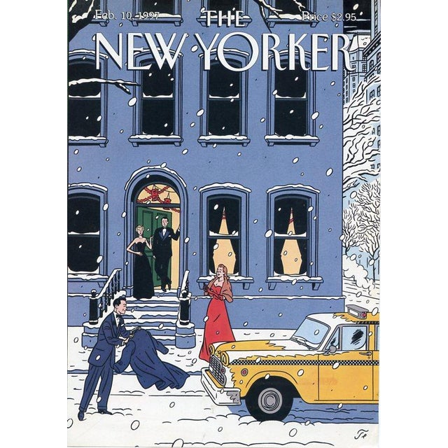 Original vintage New Yorker magazine cover dated February 10, 1997 featuring a New York City and Snowstorm theme. Cover...