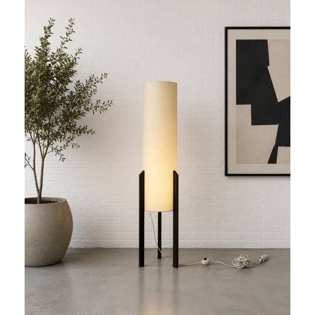 Mid Century Modern floor lamp attributed to Dame &amp; Co. of Denmark and features the iconic Rocket form, with a...