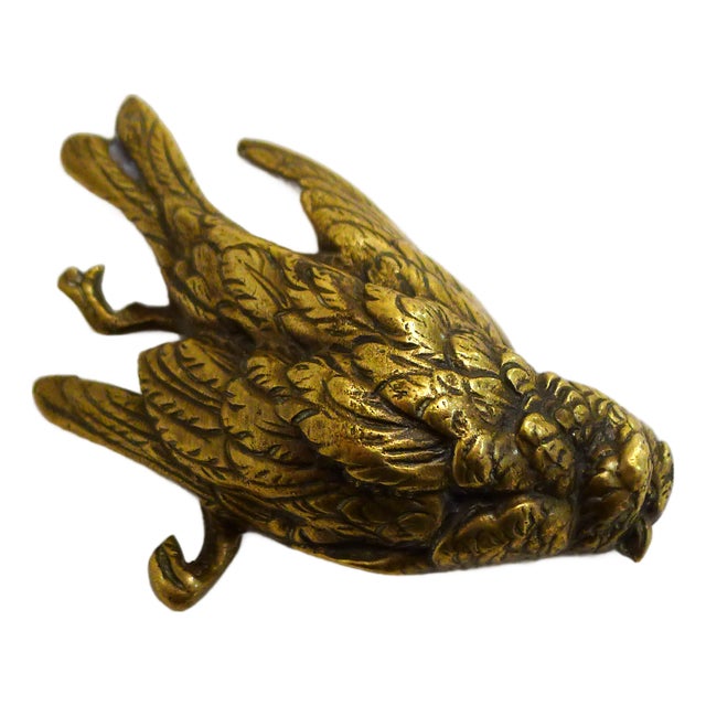Small Paperweight Sculpture of a Dead Bird in Gilt Bronze or Brass, Early 20th Century For Sale