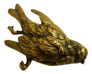 Small Paperweight Sculpture of a Dead Bird in Gilt Bronze or Brass, Early 20th Century