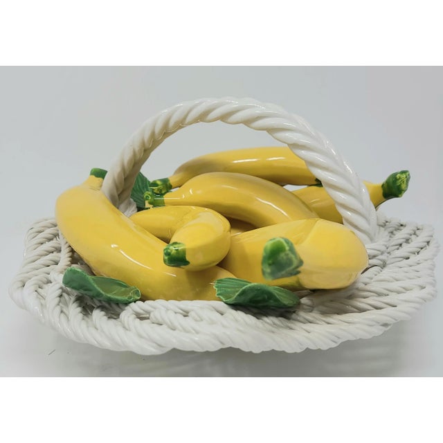 Vintage Italian Ceramic Basket of Bananas Made in Italy