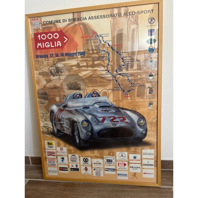 Official 2001 1000 Miglia Commemorative Race Poster, Framed For Sale In Los Angeles - Image 6 of 6