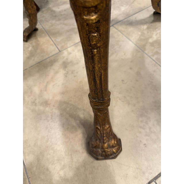 Wood Late 19th Century Gilt Cast Iron Table With Marquetry Top For Sale - Image 7 of 11