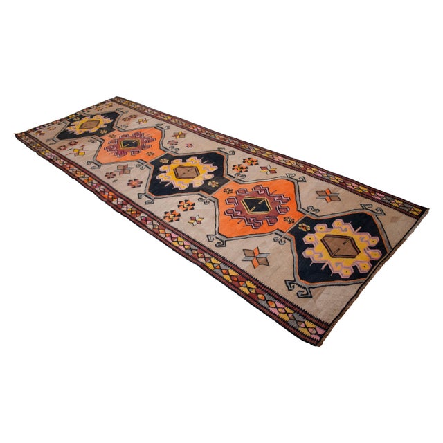 Textile Vintage Turkish Kilim Rug Hand Woven Tribal Large Runner Rug - Neutral Earth Tone 4'4" X 12'10" For Sale - Image 7 of 18