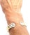 1980s Cartier Tri-Color Gold Diamond Double C Cuff Bangle Bracelet For Sale - Image 12 of 12