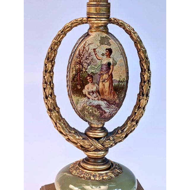 A Pair of Gold Gild Bronze Lamps With Onex For Sale - Image 4 of 7