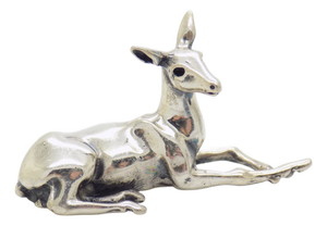 Vintage Italian Handmade Sterling Silver Sitting Deer Figurine, 1980s