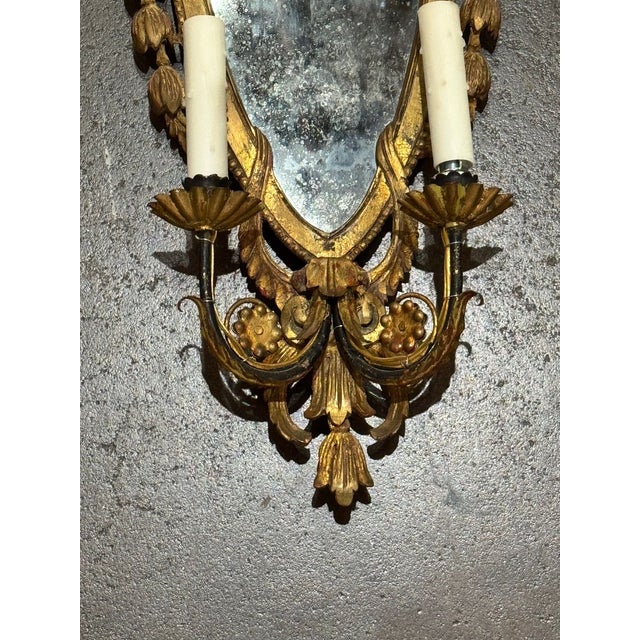Antique Italian Giltwood Wall Sconces - Pair For Sale - Image 4 of 7
