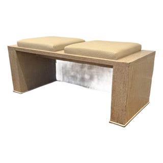 Bench With Woven Leather Cushions For Sale