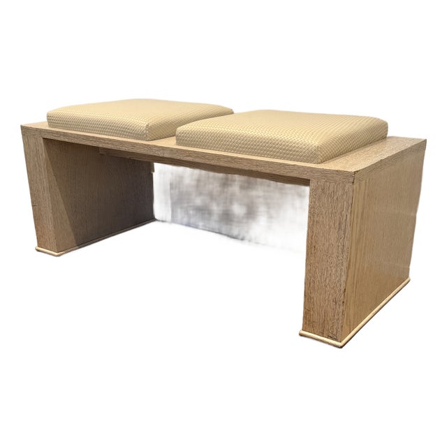 Bench With Woven Leather Cushions For Sale