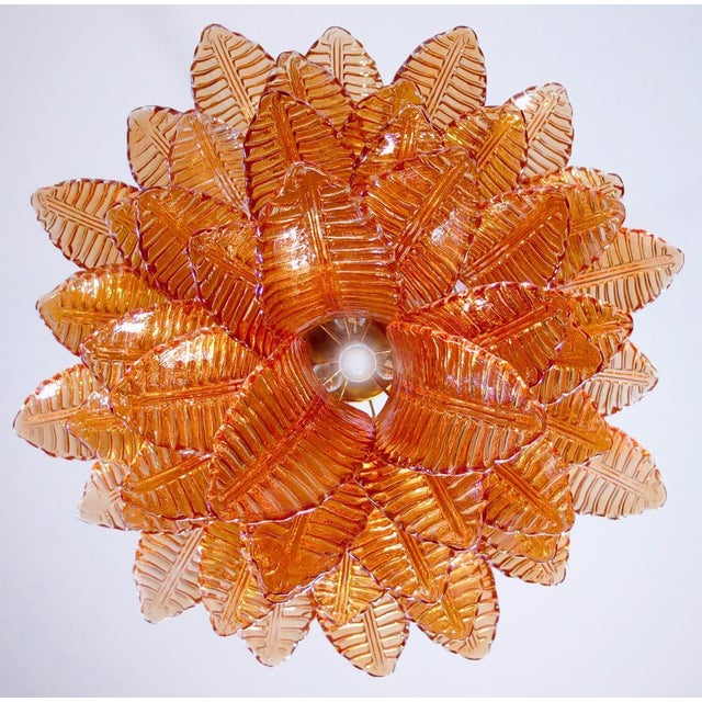 Italian Chandelier with Leaves in the style of Barovier & Toso For Sale - Image 9 of 18