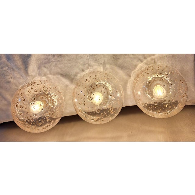 1970s Metal Ceiling Lamps with Murano Glass and Gold Tinsel Shade from Temde, 1970s, Set of 3 For Sale - Image 5 of 9