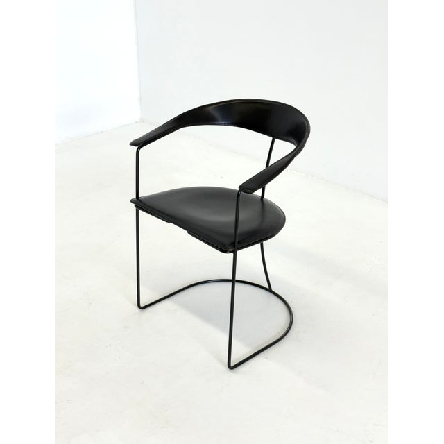Metal Vintage Ursala Dining Chairs in Black Leather from Arrben, Set of 8 For Sale - Image 7 of 18