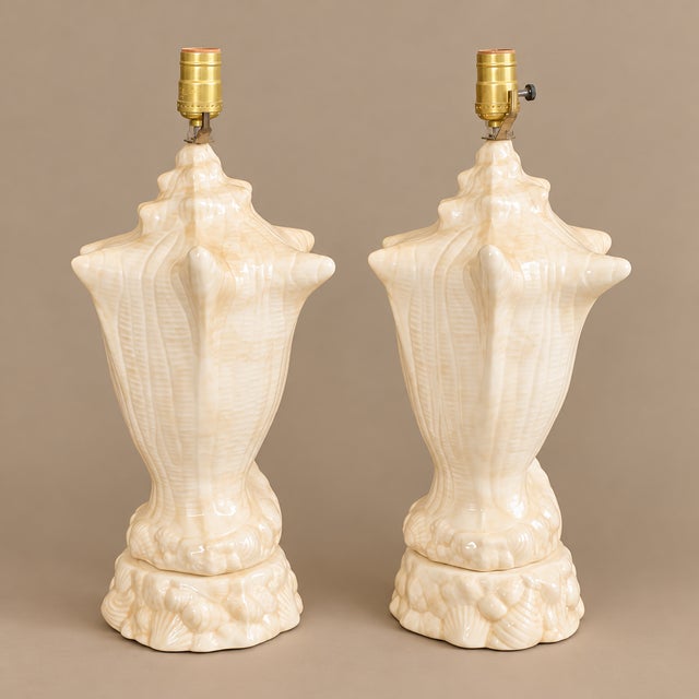 Vintage Conch Seashell Shell Table Lamps - A Pair For Sale In Naples, FL - Image 6 of 7