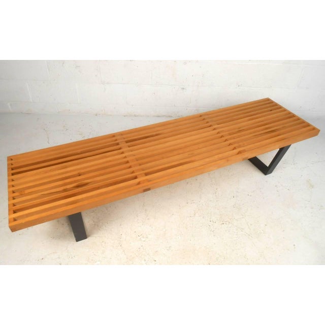 Mid-Century Modern George Nelson Style Slat Bench For Sale - Image 3 of 7
