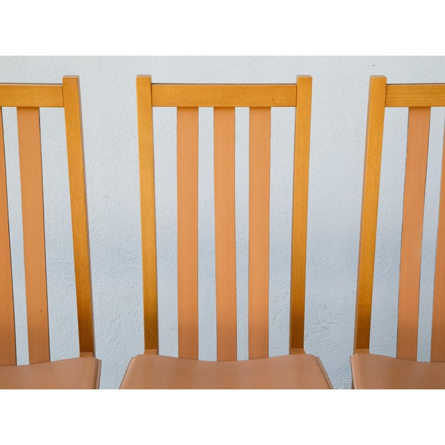 Wooden and Leather Chairs from Bross Company, Italy, 1980s, Set of 4 For Sale - Image 6 of 18