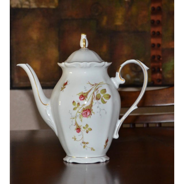 Shabby Chic W Eschenbach Bavaria Germany Briar Rose China Tea/Coffee Pot For Sale - Image 4 of 4