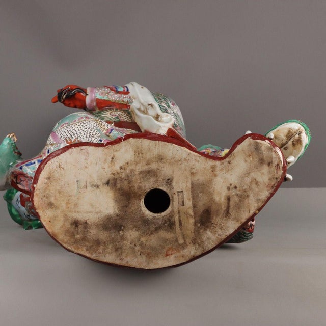 Monumental Chinese Famille Rose Porcelain Figure of Guan Gong - 32" Tall For Sale - Image 9 of 9