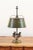 French 1850s Napoléon III Green Painted Tôle Table Lamp with Garland Motifs For Sale - Image 9 of 13