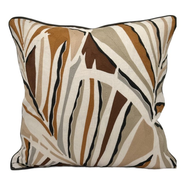 Étamine Paris Pleine Songe Embroidered Pillow Cover in Montarde For Sale