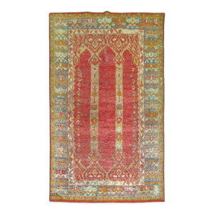Antique Zabihi Collection Angora Oushak Scroll Prayer Rug
