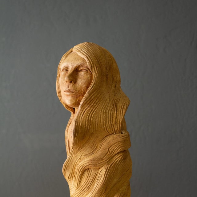 Contemporary Terra Cotta Clay Female Bust Figurative Sculpture of a Woman For Sale - Image 3 of 13