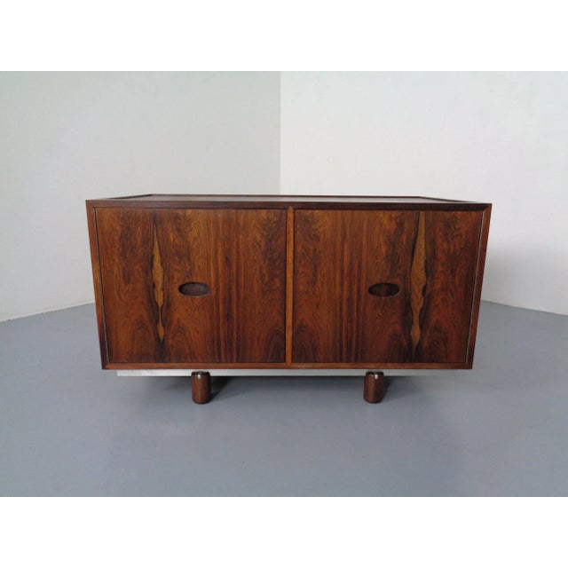 Rosewood and Leather Tambour Writing Desk by Gianfranco Frattini for Bernini, Italy, 1964 For Sale - Image 9 of 18