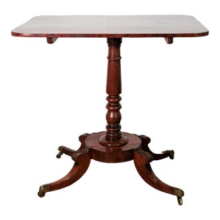 19th Century Antique Regency Tilt Top Table With Wheeled Base For Sale