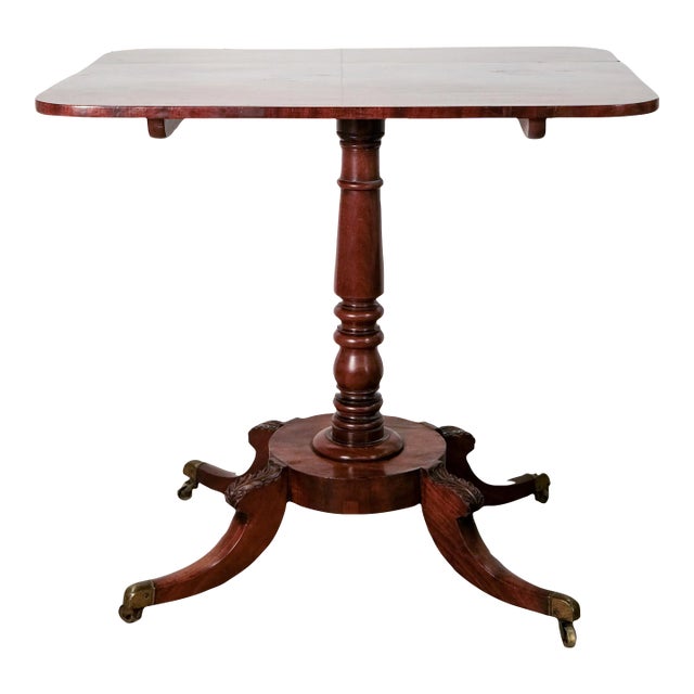 19th Century Antique Regency Tilt Top Table With Wheeled Base For Sale