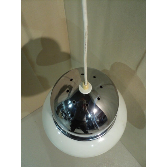 Mid-Century Modern Italian Acrylic Glass and Steel Pendant Lamp from Guzzini, 1970s For Sale - Image 3 of 11