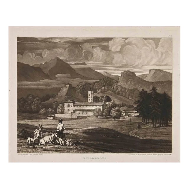 Thomas Lupton, View of Vallombrosa, Original Etching, 1833 For Sale