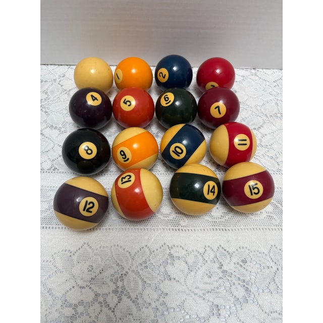 Vintage 1970s Bakelite Billiard Pool Balls, Set of Sixteen For Sale In Sacramento - Image 6 of 7