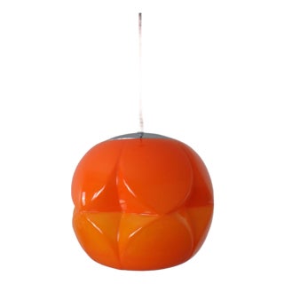 Orange Glass Ball Ceiling Lamp from Peill & Putzler, Germany, 1960s For Sale